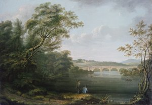 Englantilainen maisema kalastajien kanssa